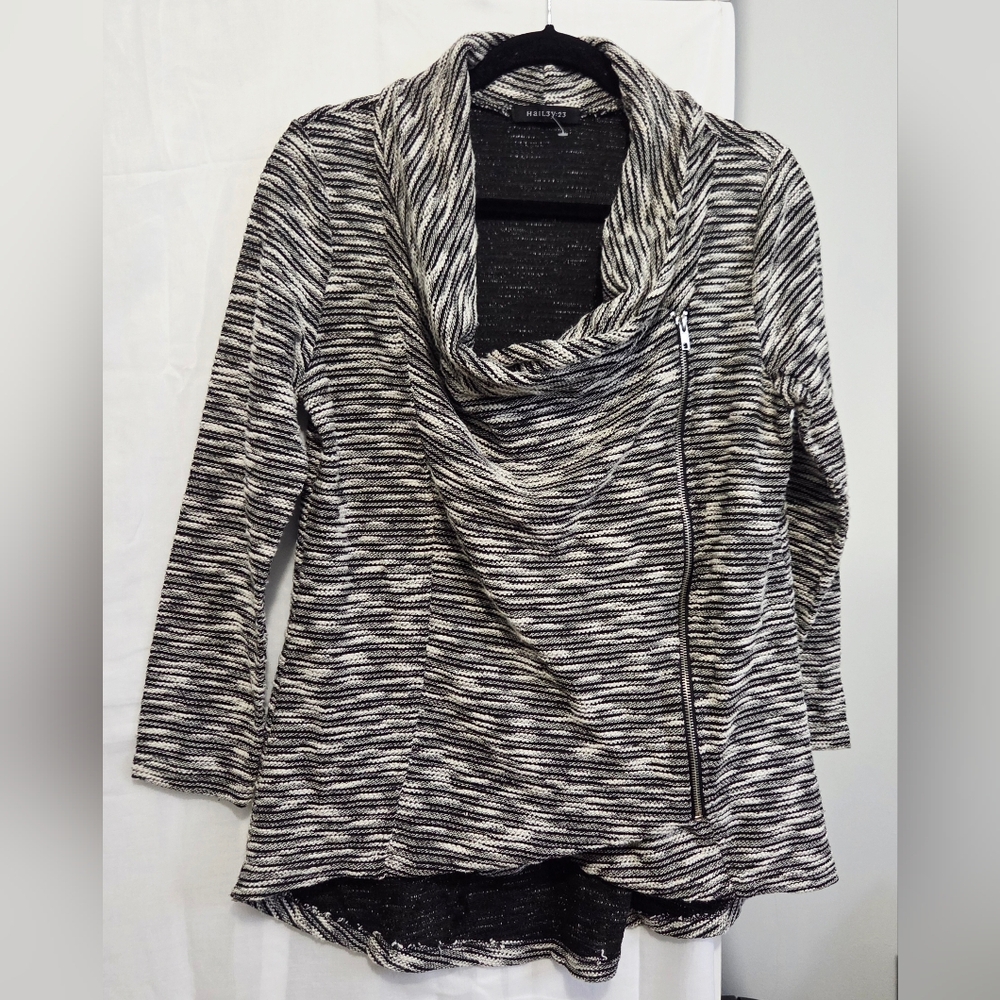 HAIL3Y:23 Asymmetrical Waterfall Zip-Up Sweater